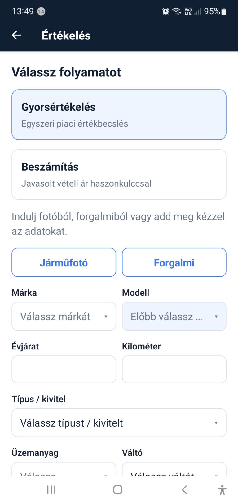 Valuation modes in the live app